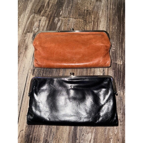 Rare Hobo Grey Leather Purse, Black + Brown Leather Cluthes, Millie Hobo Lot - Picture 3 of 9